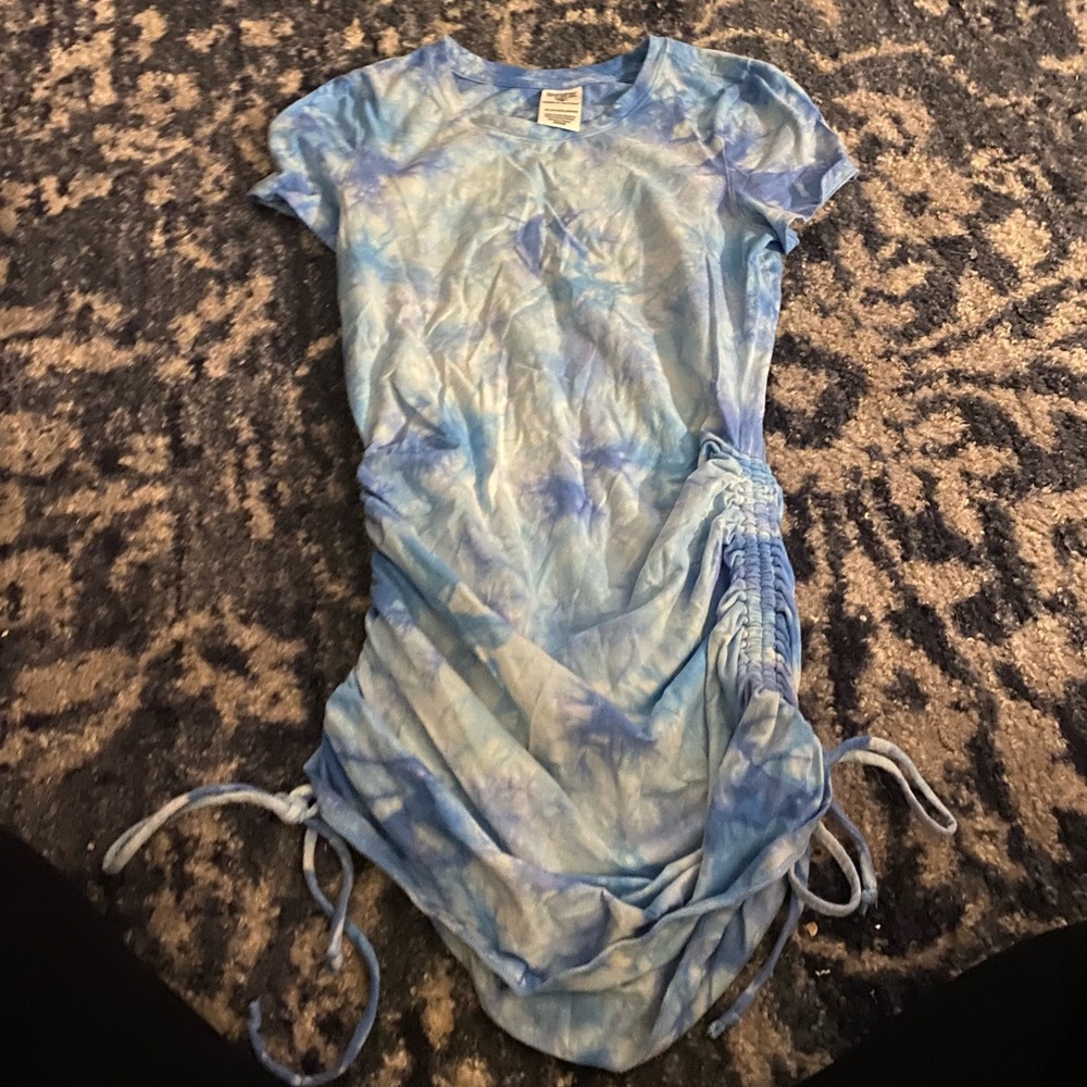 Blue and white dress from pink